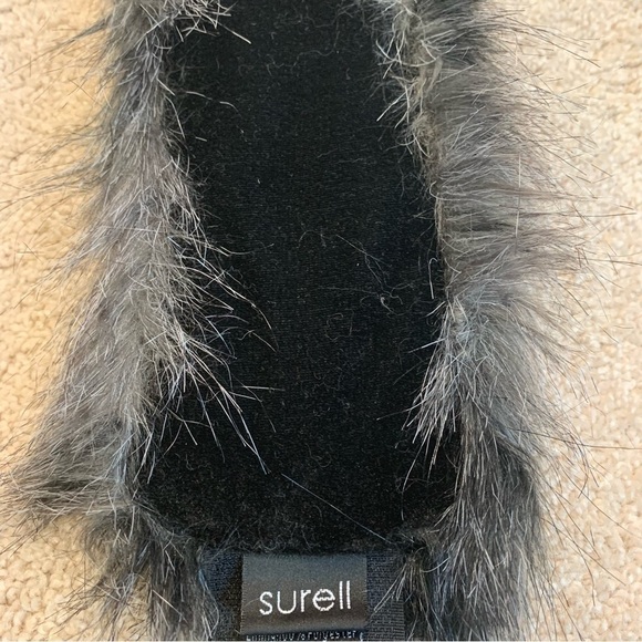 Surell dark gray black faux fur headband neck scarf - Picture 6 of 10